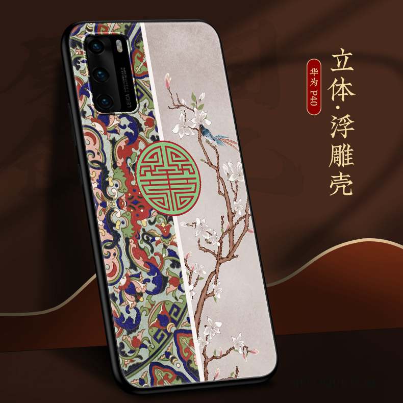 Huawei P40 Très Mince Coque Net Rouge Marque De Tendance Nouveau Créatif