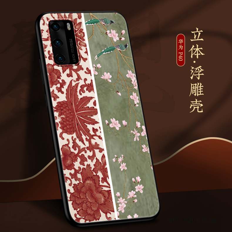 Huawei P40 Très Mince Coque Net Rouge Marque De Tendance Nouveau Créatif