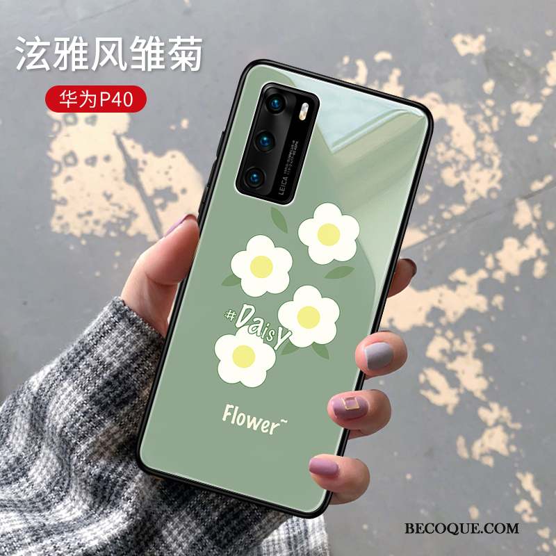 Huawei P40 Vert Charmant Net Rouge Coque De Téléphone Luxe Vent