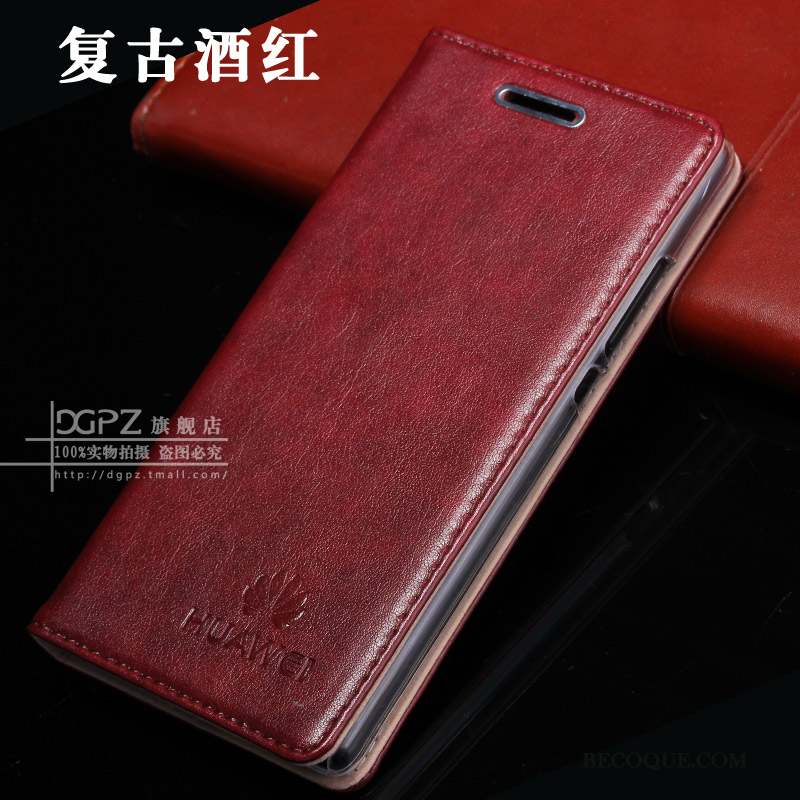 Huawei P8 Clamshell Cuir Véritable Coque Étui Haute Rose