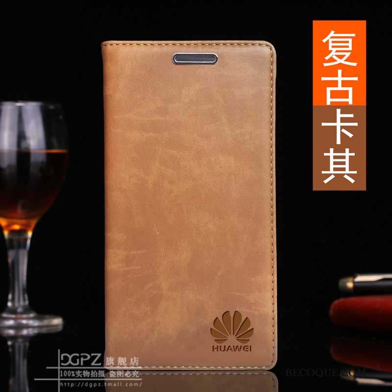 Huawei P8 Clamshell Cuir Véritable Coque Étui Haute Rose