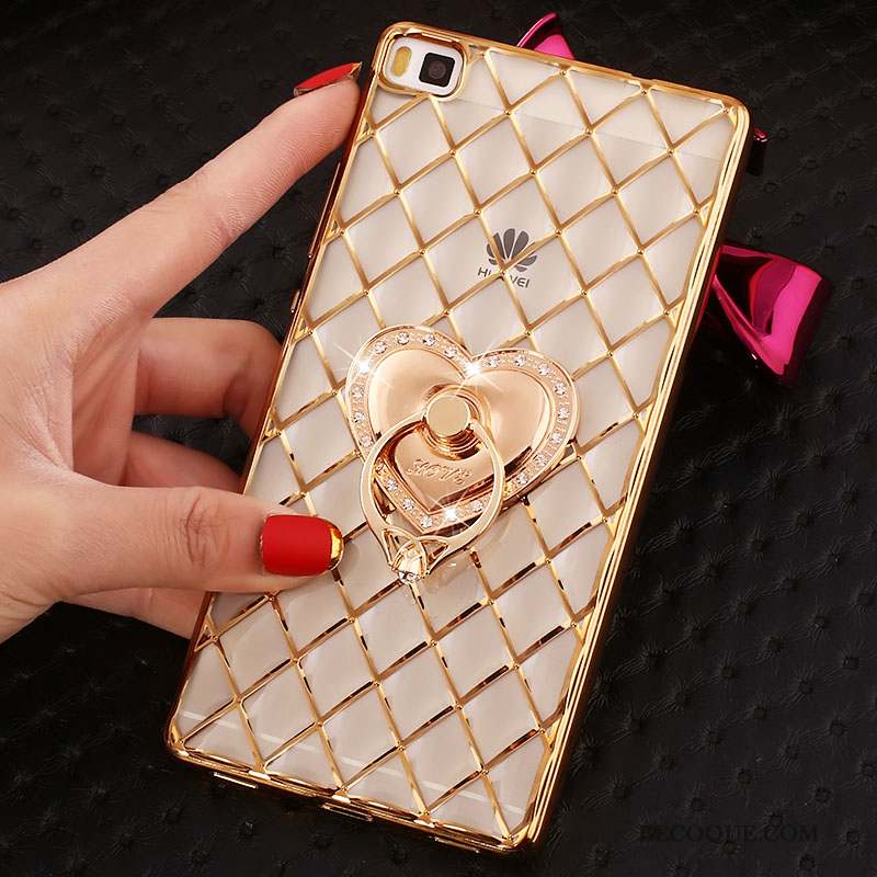 Huawei P8 Coque De Téléphone Fluide Doux Étui Strass Or Dessin Animé