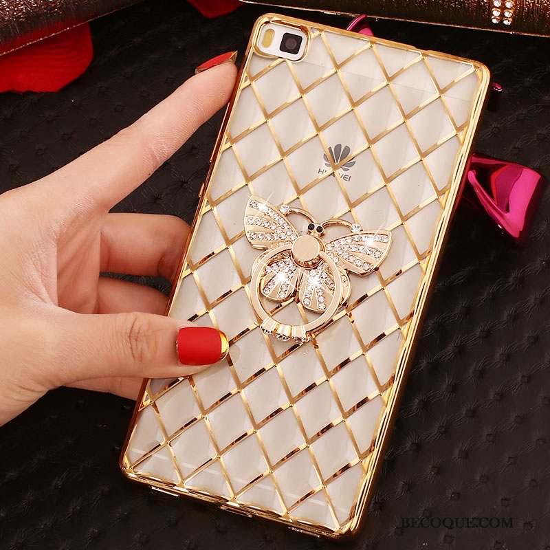 Huawei P8 Coque De Téléphone Fluide Doux Étui Strass Or Dessin Animé