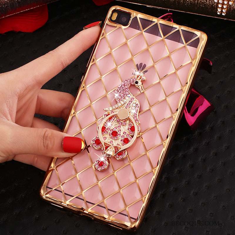 Huawei P8 Coque De Téléphone Fluide Doux Étui Strass Or Dessin Animé