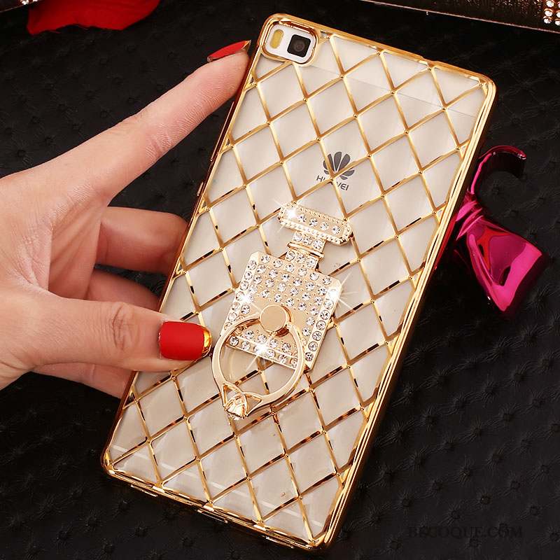 Huawei P8 Coque De Téléphone Fluide Doux Étui Strass Or Dessin Animé