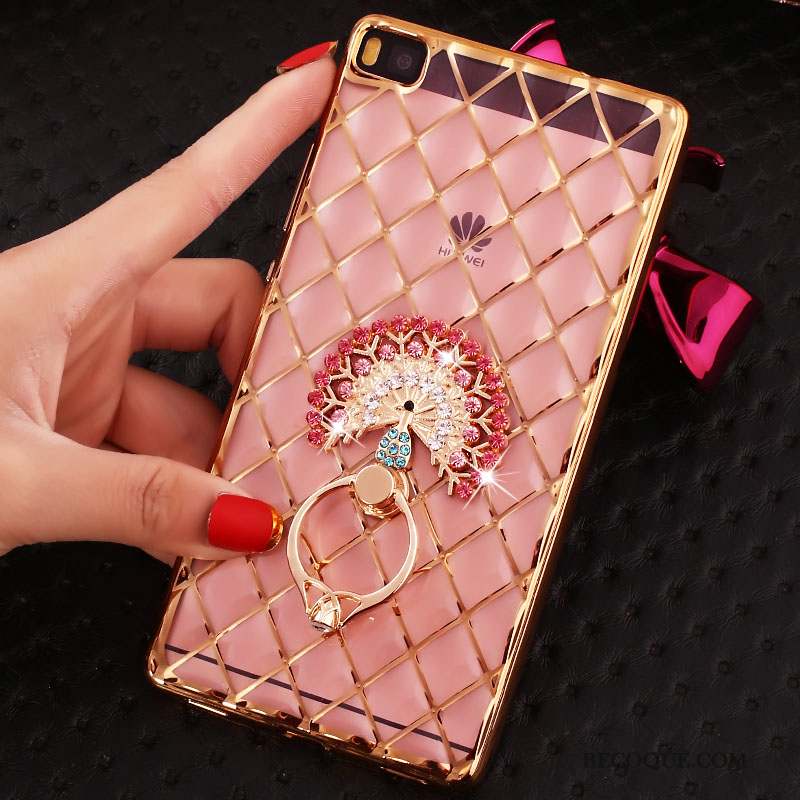 Huawei P8 Coque De Téléphone Fluide Doux Étui Strass Or Dessin Animé