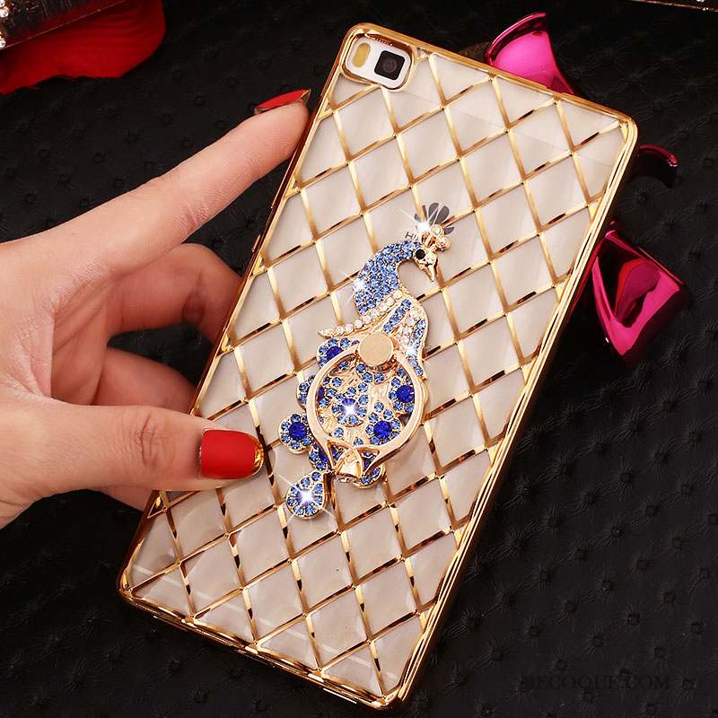 Huawei P8 Coque De Téléphone Fluide Doux Étui Strass Or Dessin Animé