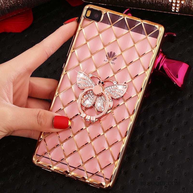 Huawei P8 Coque De Téléphone Fluide Doux Étui Strass Or Dessin Animé