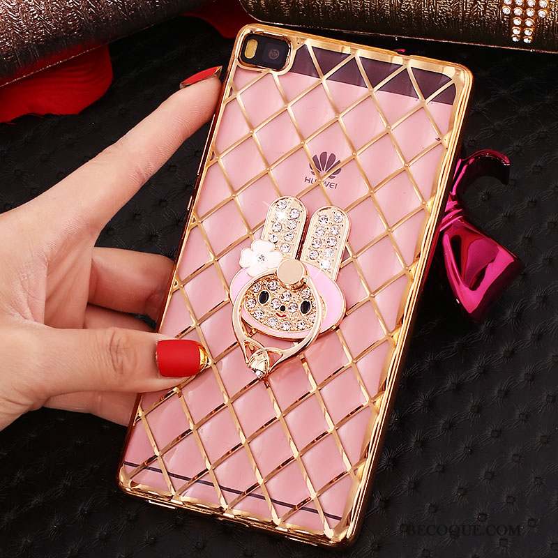 Huawei P8 Coque De Téléphone Fluide Doux Étui Strass Or Dessin Animé