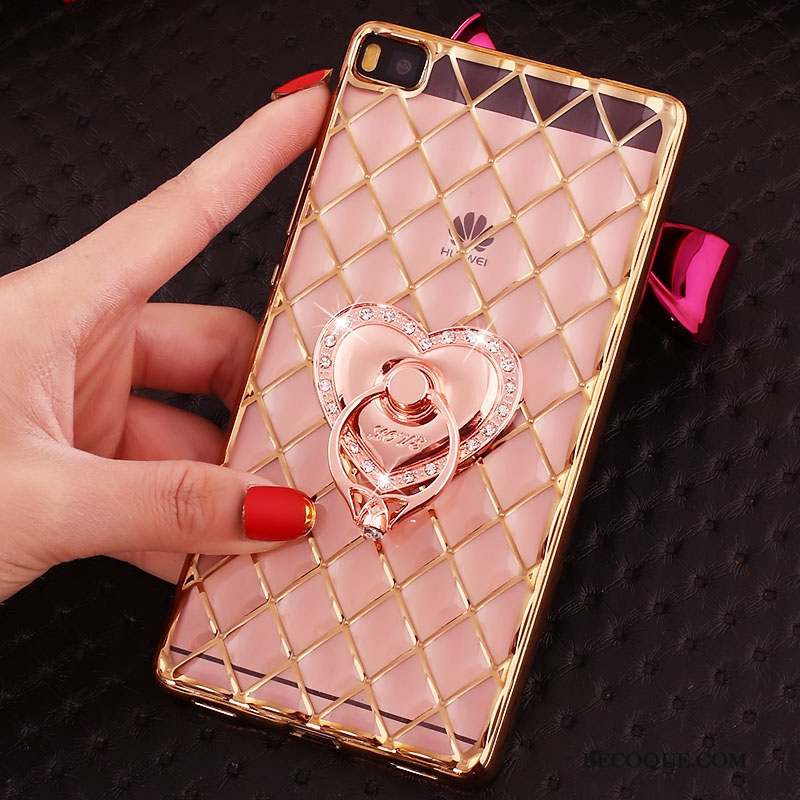 Huawei P8 Coque De Téléphone Fluide Doux Étui Strass Or Dessin Animé