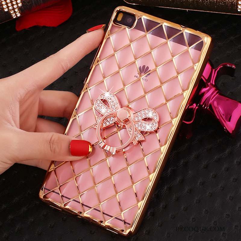 Huawei P8 Coque De Téléphone Fluide Doux Étui Strass Or Dessin Animé