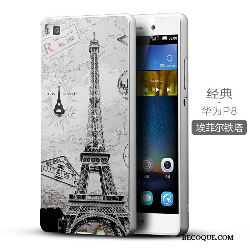 Huawei P8 Coque Protection Étui Arc Couvercle Arrière Bleu Clair Border