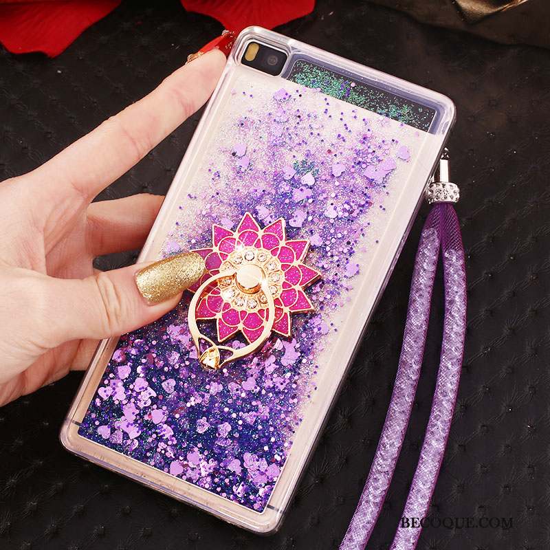 Huawei P8 Coque Strass Boucle Anneau Ornements Suspendus Bleu Haute