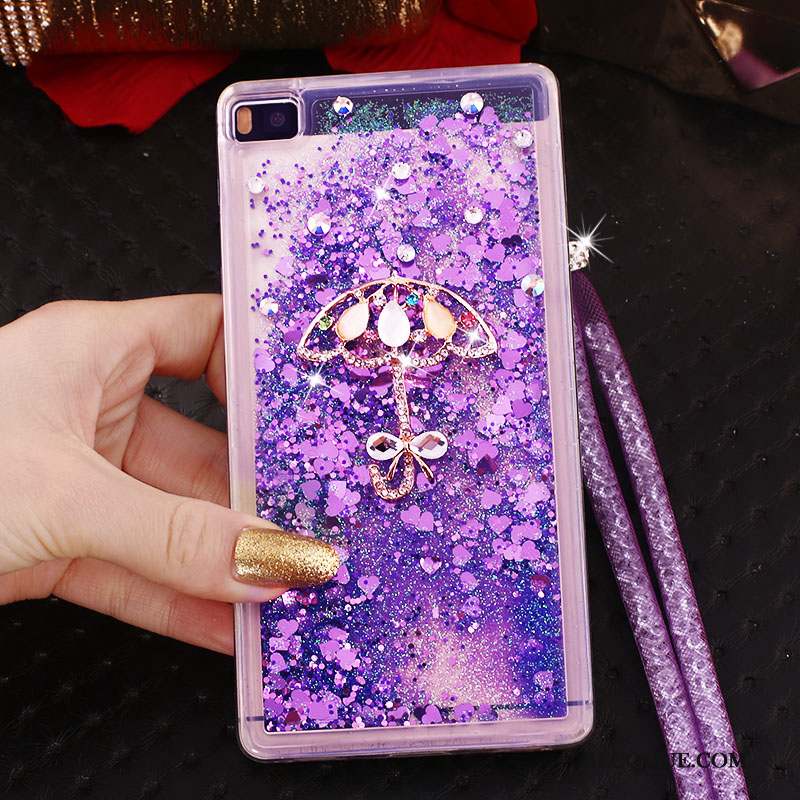 Huawei P8 Coque Strass Boucle Anneau Ornements Suspendus Bleu Haute