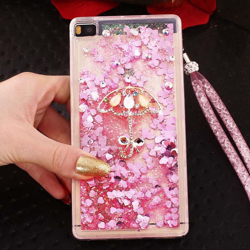 Huawei P8 Coque Strass Boucle Anneau Ornements Suspendus Bleu Haute