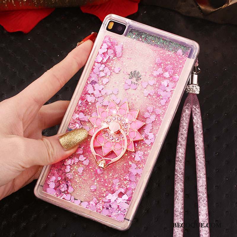 Huawei P8 Coque Strass Boucle Anneau Ornements Suspendus Bleu Haute