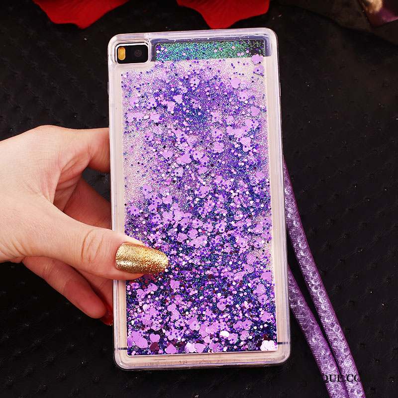 Huawei P8 Coque Strass Boucle Anneau Ornements Suspendus Bleu Haute