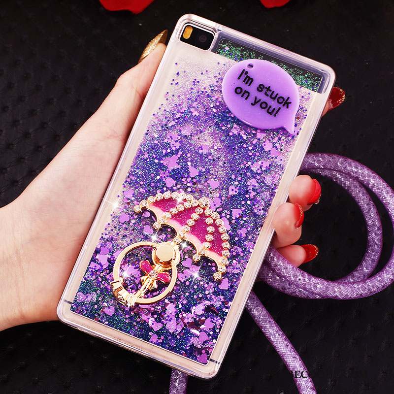 Huawei P8 Coque Strass Boucle Anneau Ornements Suspendus Bleu Haute