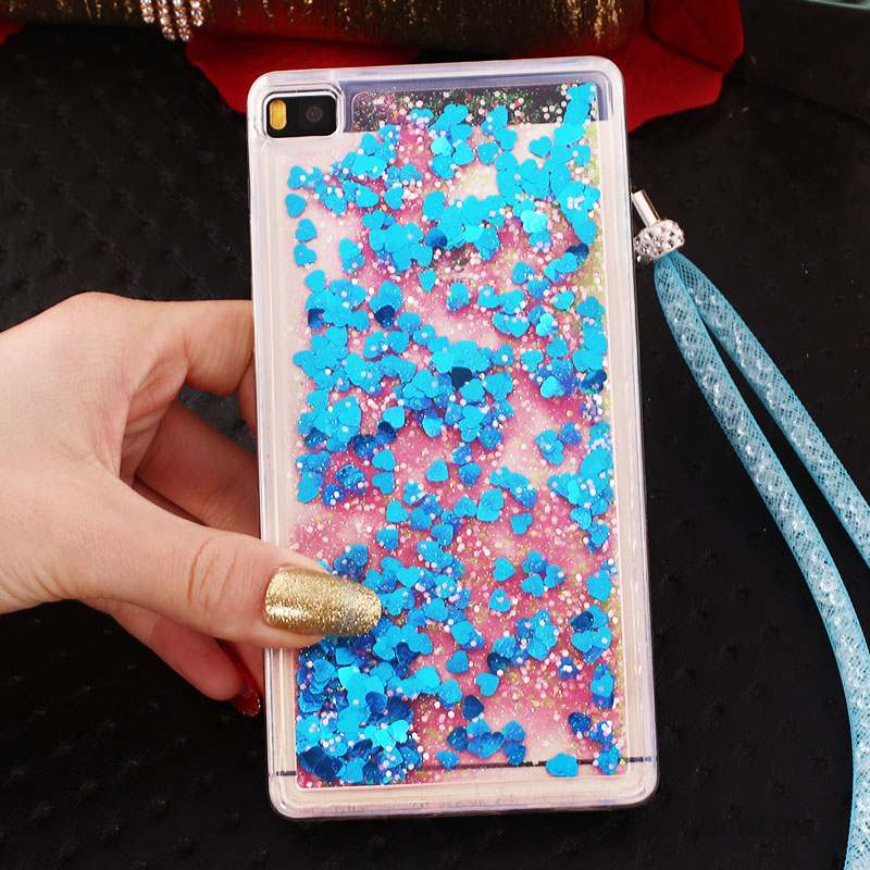 Huawei P8 Coque Strass Boucle Anneau Ornements Suspendus Bleu Haute