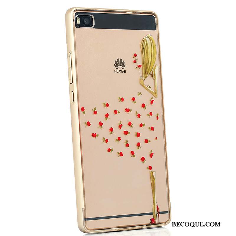 Huawei P8 Coque Étui Créatif Haute Rose Personnalité Métal