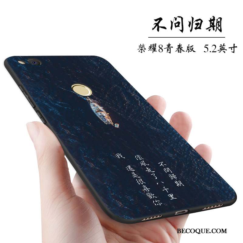 Huawei P8 Lite 2017 Coque De Téléphone Incassable Étui Fluide Doux Jeunesse Bleu Marin