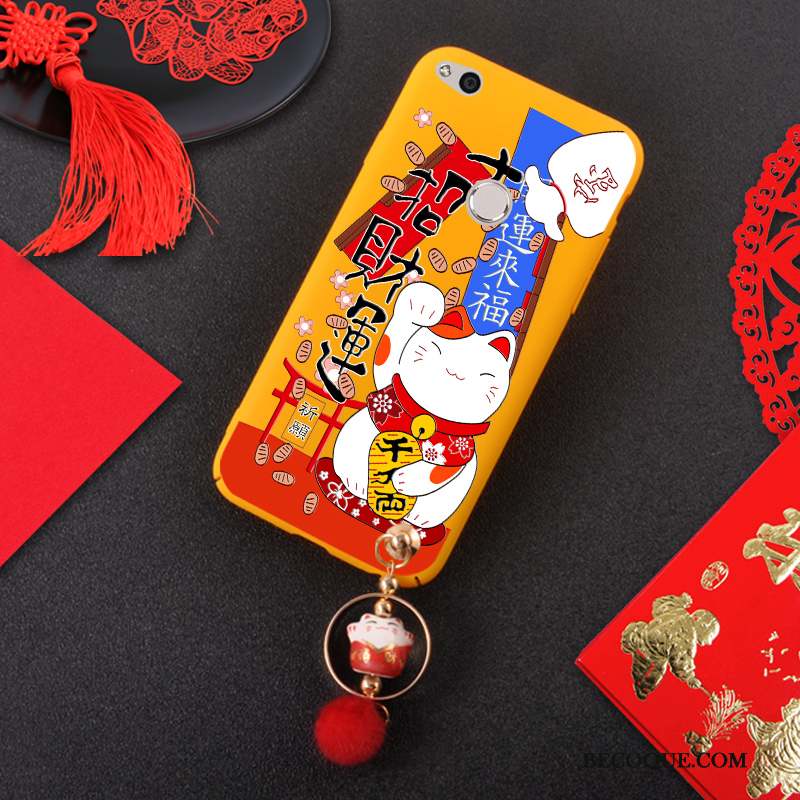 Huawei P8 Lite 2017 Coque Étui Richesse Incassable Rouge Délavé En Daim Chat