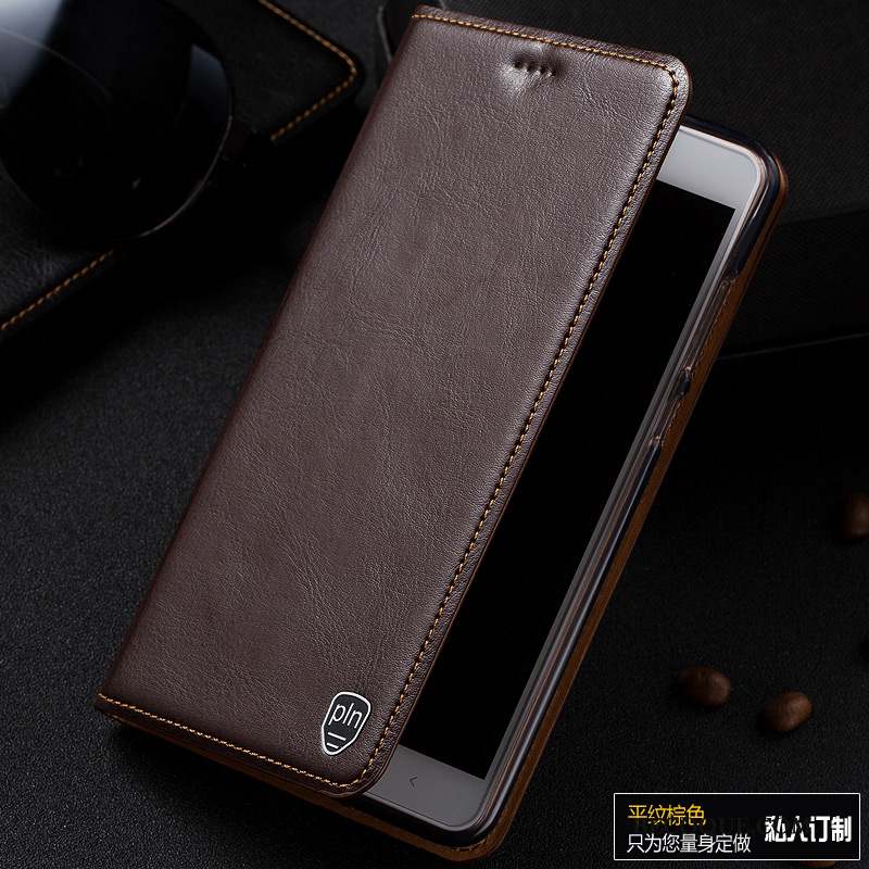 Huawei P8 Lite 2017 Protection Cuir Véritable Marron Étui Coque De Téléphone Jeunesse