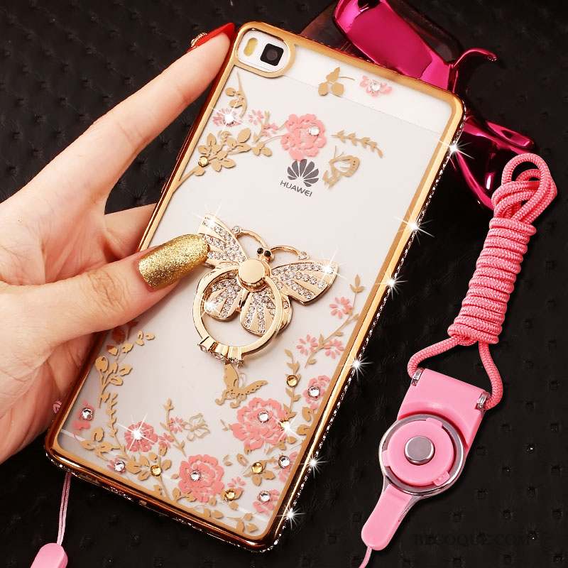 Huawei P8 Lite Coque Border Strass Jeunesse Étui Protection Fluide Doux