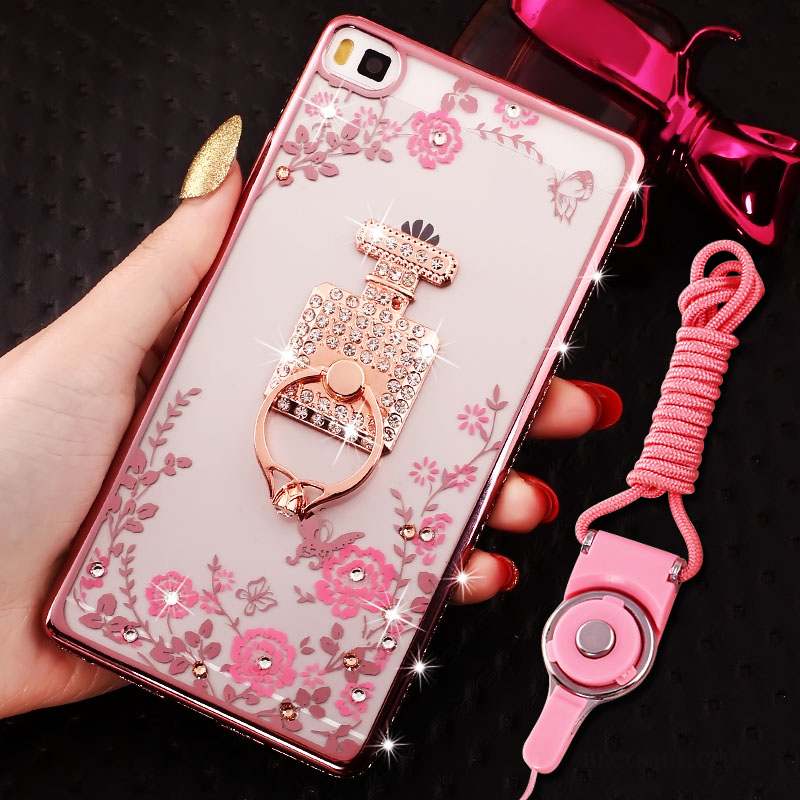 Huawei P8 Lite Coque Border Strass Jeunesse Étui Protection Fluide Doux