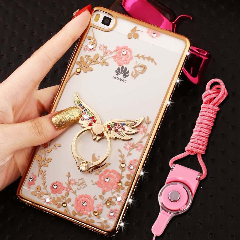 Huawei P8 Lite Coque Border Strass Jeunesse Étui Protection Fluide Doux