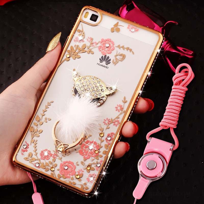 Huawei P8 Lite Coque Border Strass Jeunesse Étui Protection Fluide Doux