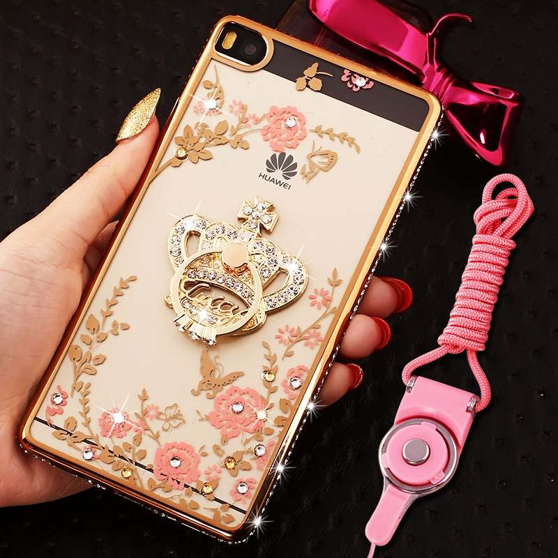 Huawei P8 Lite Coque Border Strass Jeunesse Étui Protection Fluide Doux