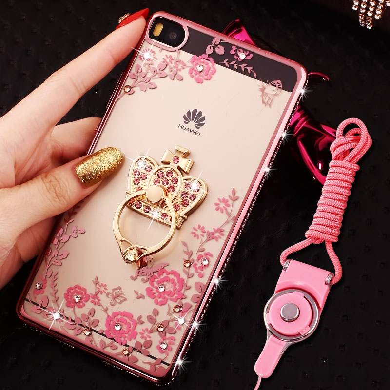 Huawei P8 Lite Coque Border Strass Jeunesse Étui Protection Fluide Doux