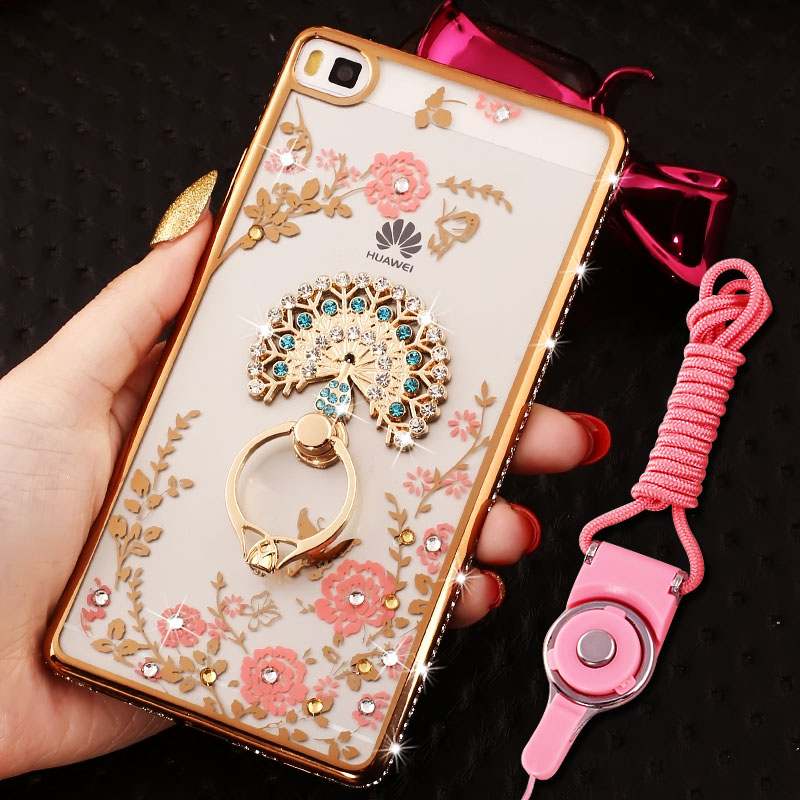 Huawei P8 Lite Coque Border Strass Jeunesse Étui Protection Fluide Doux