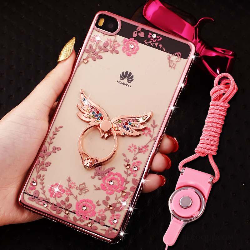 Huawei P8 Lite Coque Border Strass Jeunesse Étui Protection Fluide Doux