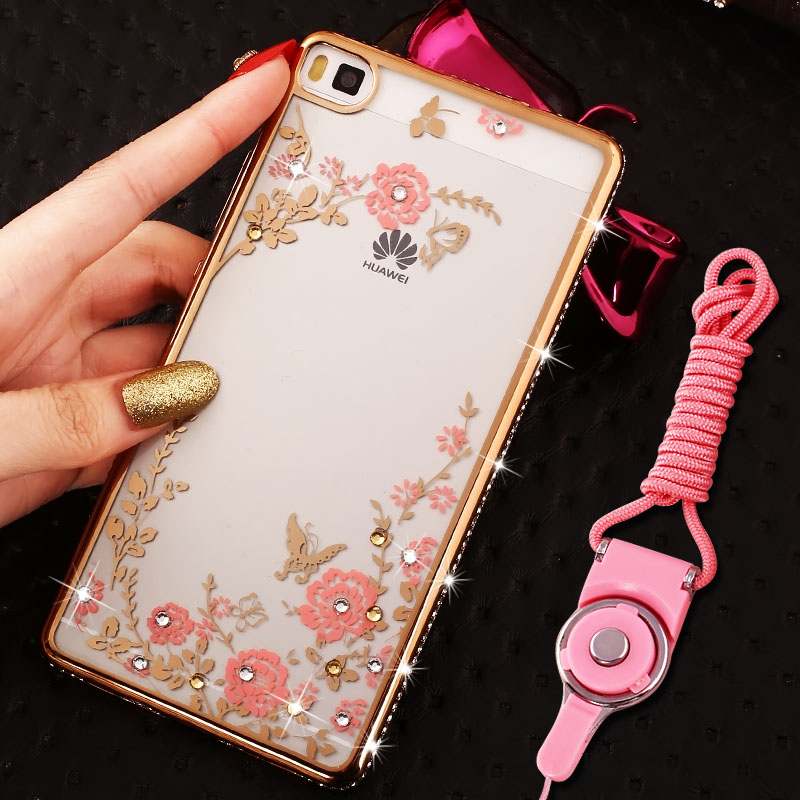 Huawei P8 Lite Coque Border Strass Jeunesse Étui Protection Fluide Doux