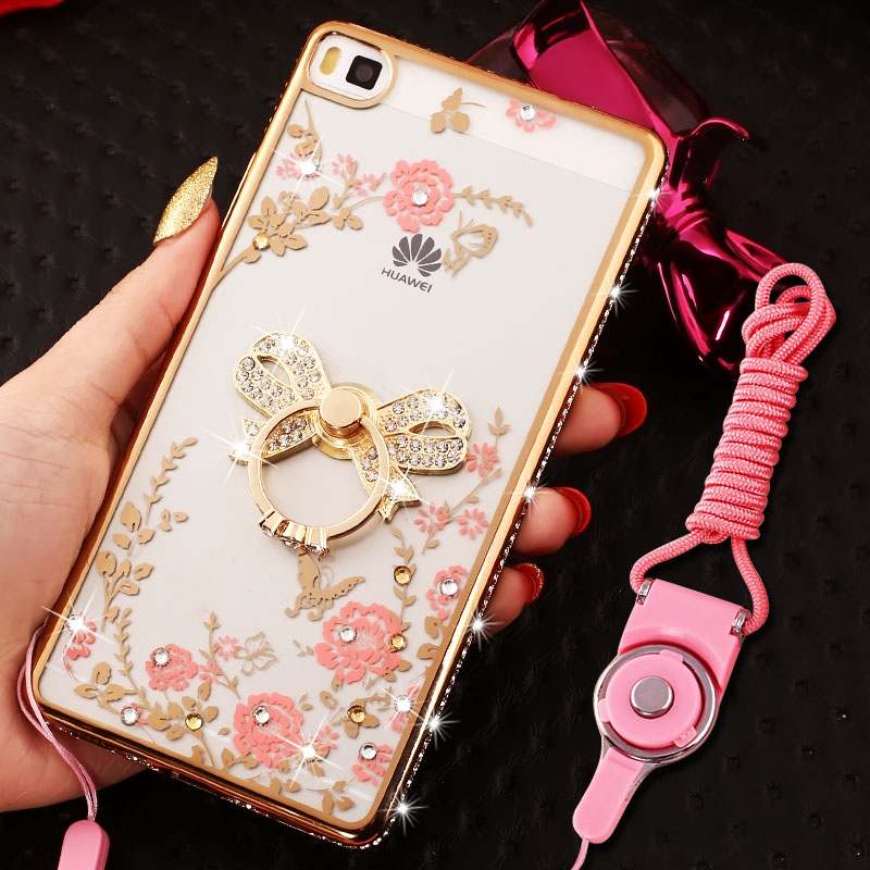 Huawei P8 Lite Coque Border Strass Jeunesse Étui Protection Fluide Doux