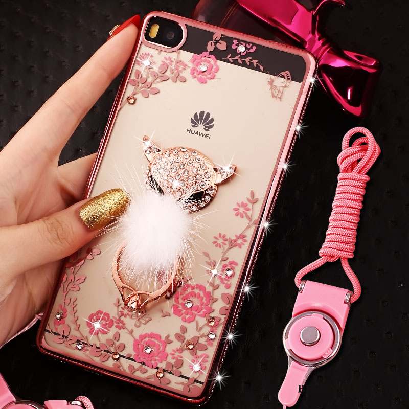 Huawei P8 Lite Coque Border Strass Jeunesse Étui Protection Fluide Doux