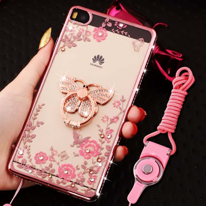 Huawei P8 Lite Coque Border Strass Jeunesse Étui Protection Fluide Doux