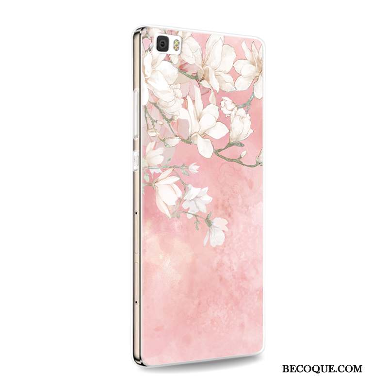 Huawei P8 Lite Coque Incassable Fluide Doux Téléphone Portable Silicone Jeunesse Rose