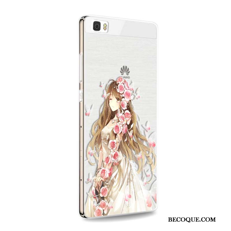 Huawei P8 Lite Coque Incassable Fluide Doux Téléphone Portable Silicone Jeunesse Rose