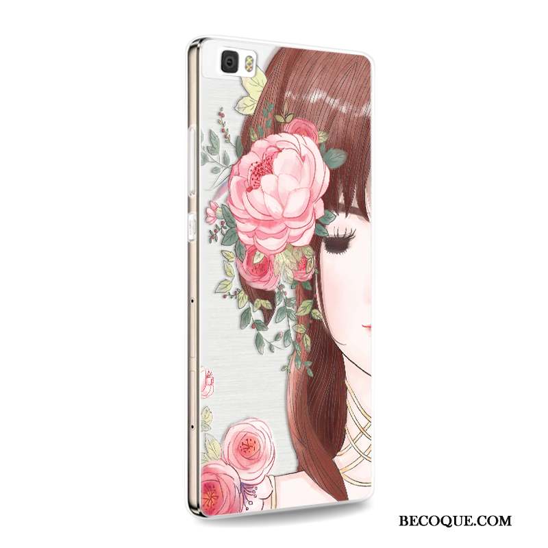 Huawei P8 Lite Coque Incassable Fluide Doux Téléphone Portable Silicone Jeunesse Rose