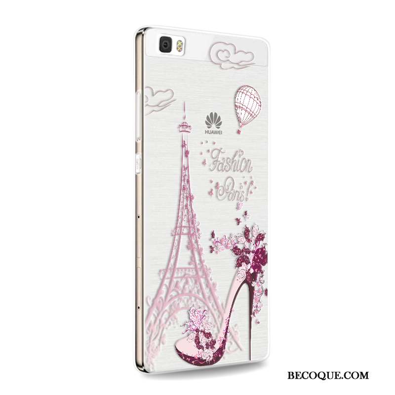 Huawei P8 Lite Coque Incassable Fluide Doux Téléphone Portable Silicone Jeunesse Rose