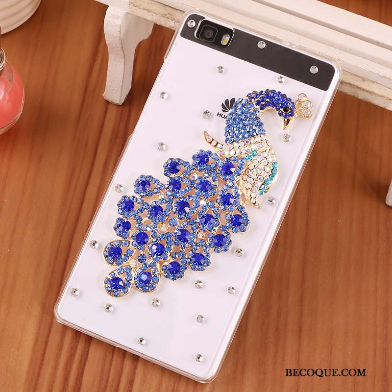 Huawei P8 Lite Coque Protection Étui Difficile Bleu Transparent