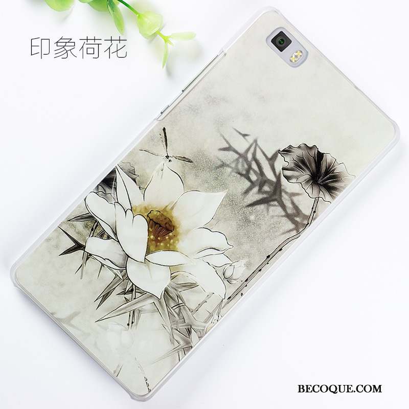 Huawei P8 Lite Gris Étui Peinture Protection Coque De Téléphone Gaufrage