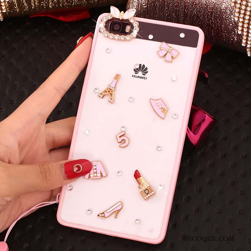 Huawei P8 Lite Rose Jeunesse Strass Coque De Téléphone Protection Étui