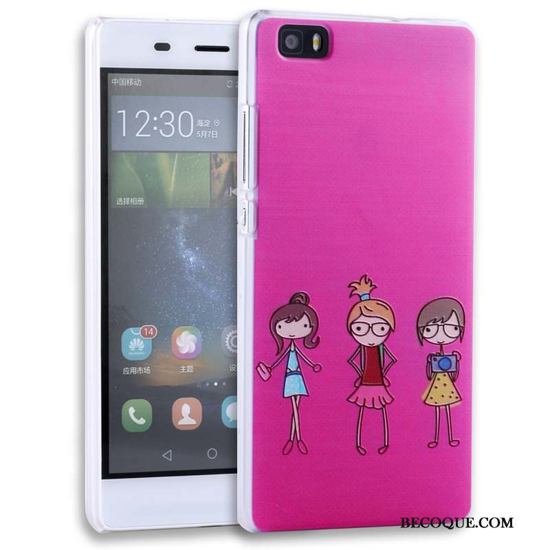 Huawei P8 Lite Étui Protection Rose Gaufrage Coque De Téléphone Jeunesse