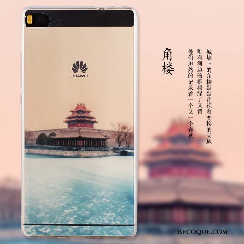 Huawei P8 Étui Bleu Peinture Fluide Doux Protection Coque De Téléphone