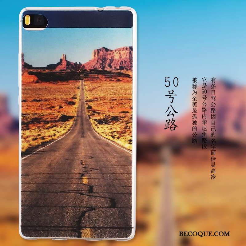 Huawei P8 Étui Bleu Peinture Fluide Doux Protection Coque De Téléphone