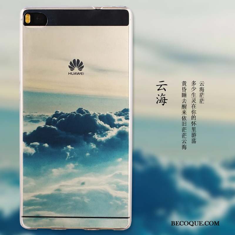 Huawei P8 Étui Bleu Peinture Fluide Doux Protection Coque De Téléphone